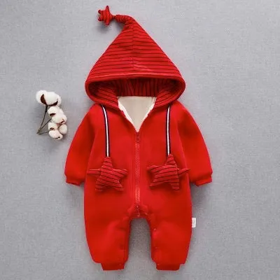 Boys And Girls Thicken Hooded Rompers