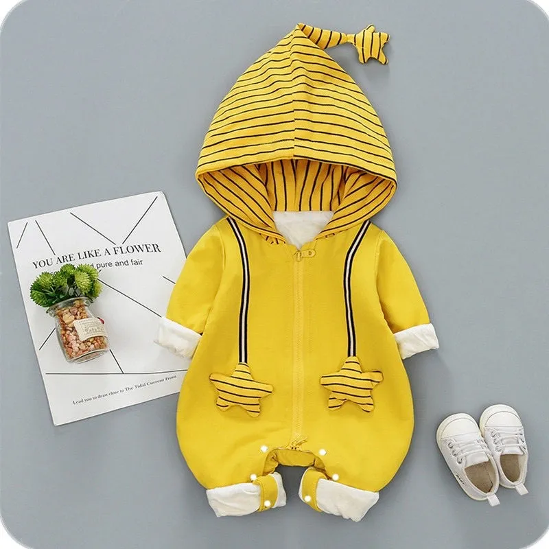 Boys And Girls Thicken Hooded Rompers