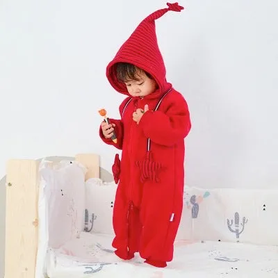 Boys And Girls Thicken Hooded Rompers