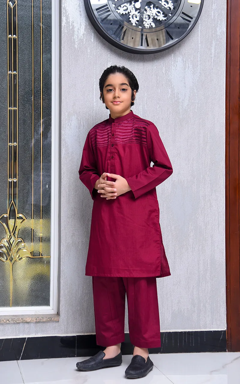 Boys Cotton Kameez Shalwar Maroon