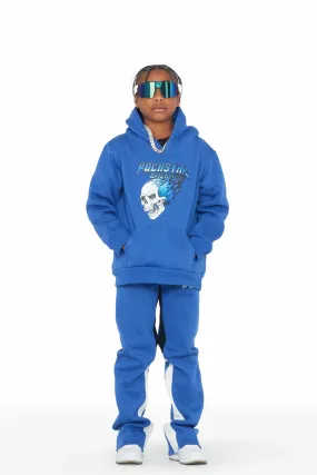 Boys Francis Royal Blue Hoodie Stacked Flare Track Set