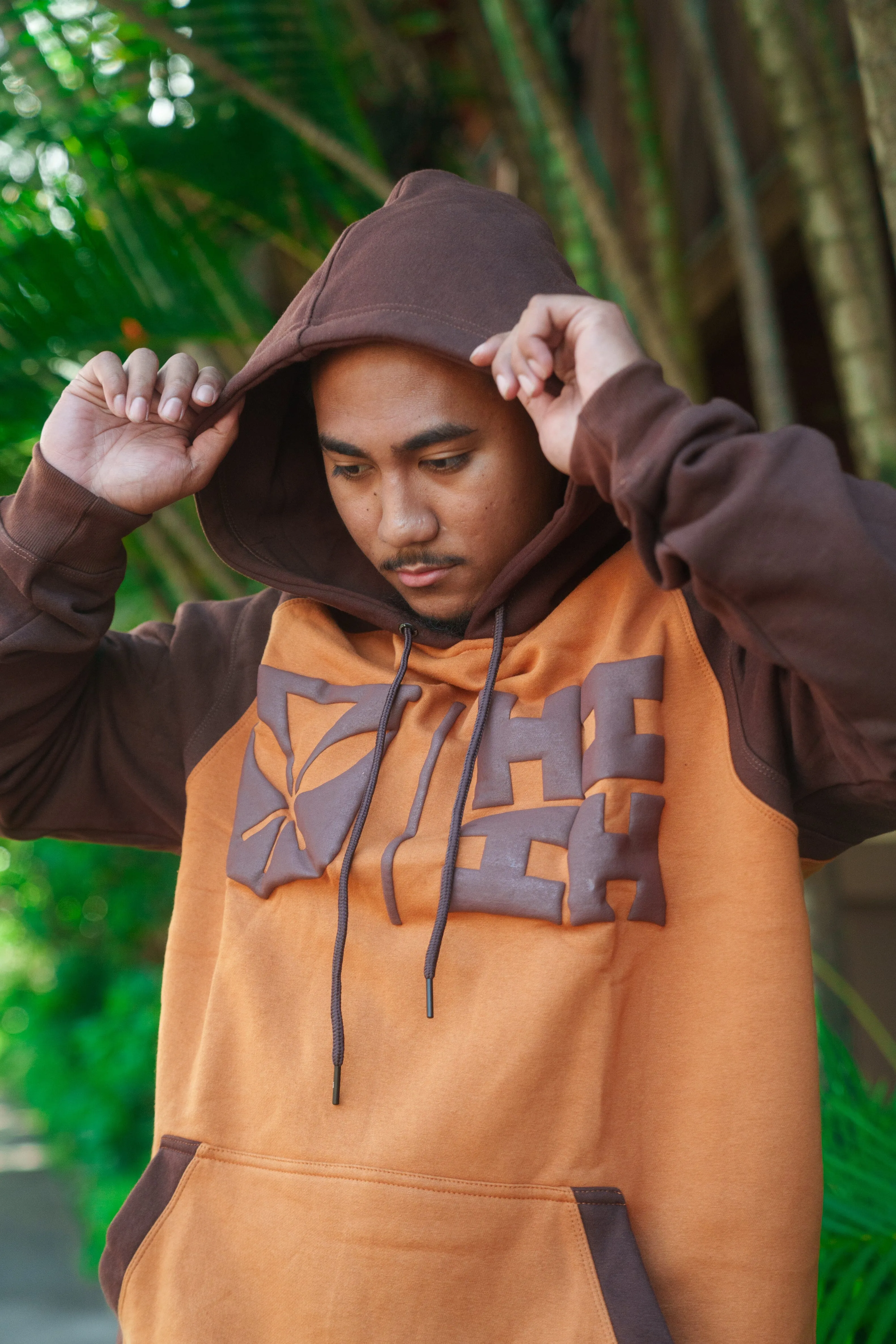 BROWN & TAN SIMPLE LOGO HOODIE