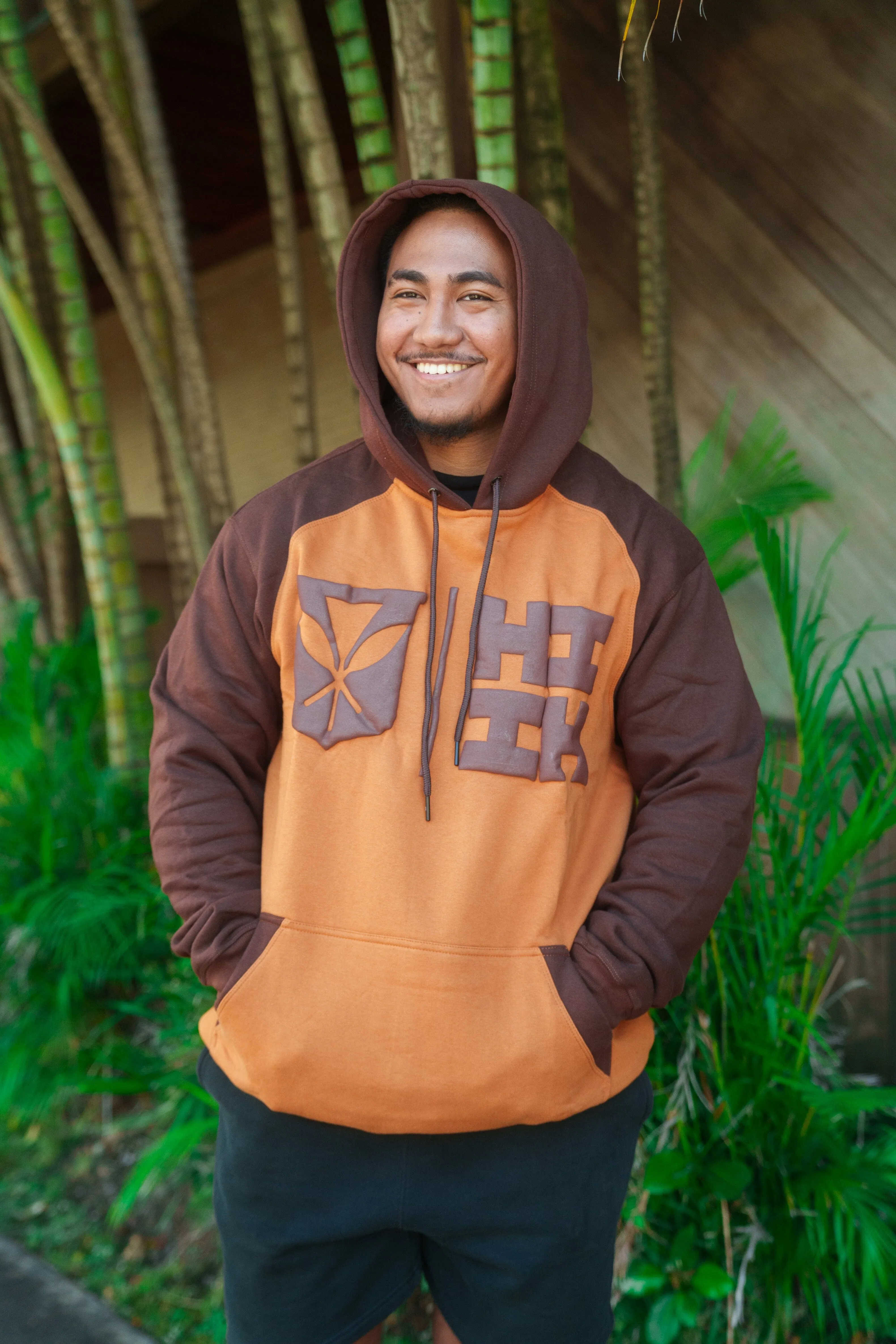 BROWN & TAN SIMPLE LOGO HOODIE