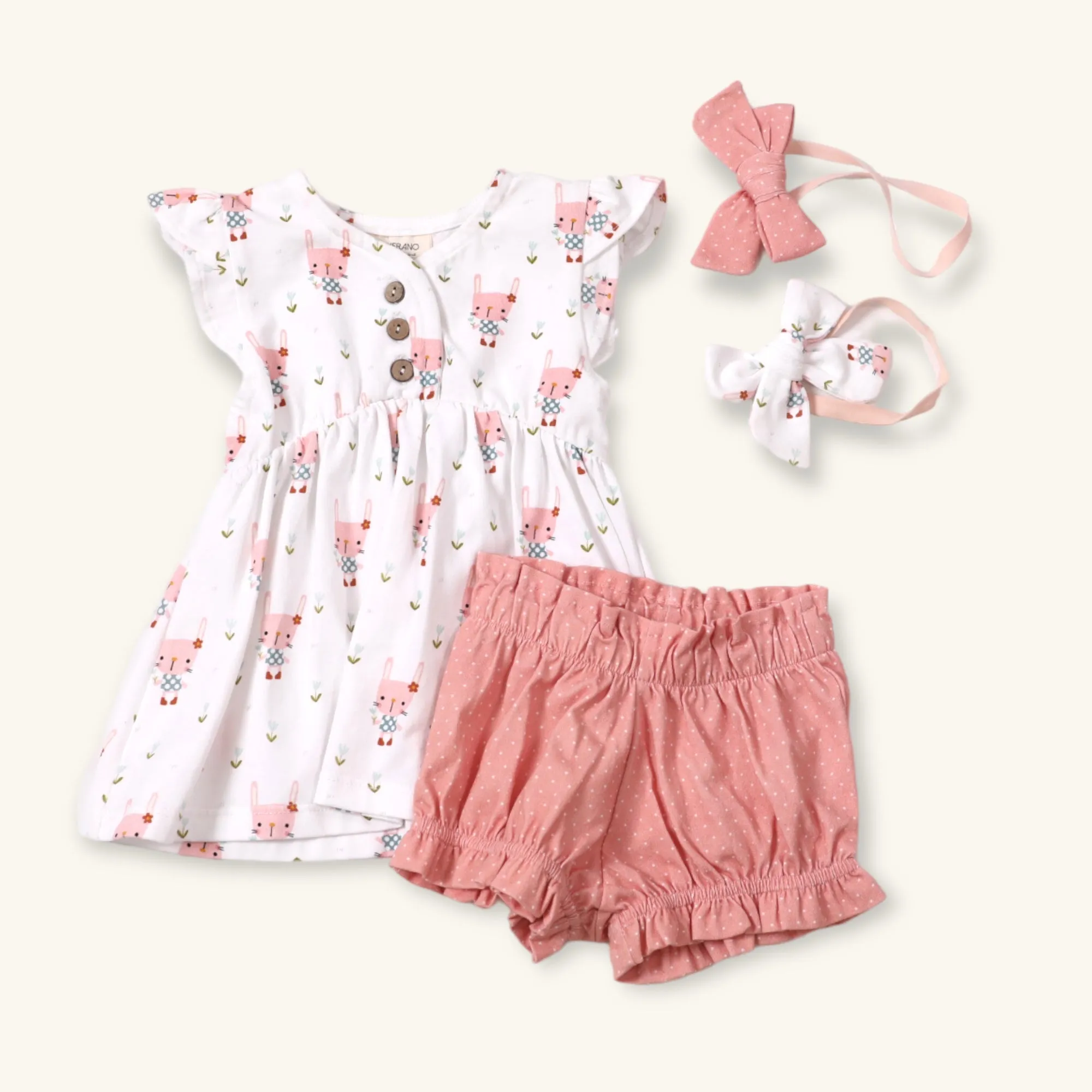 Bunny Baby Girl Tunic Top   Bloomer Set (Organic Jersey)