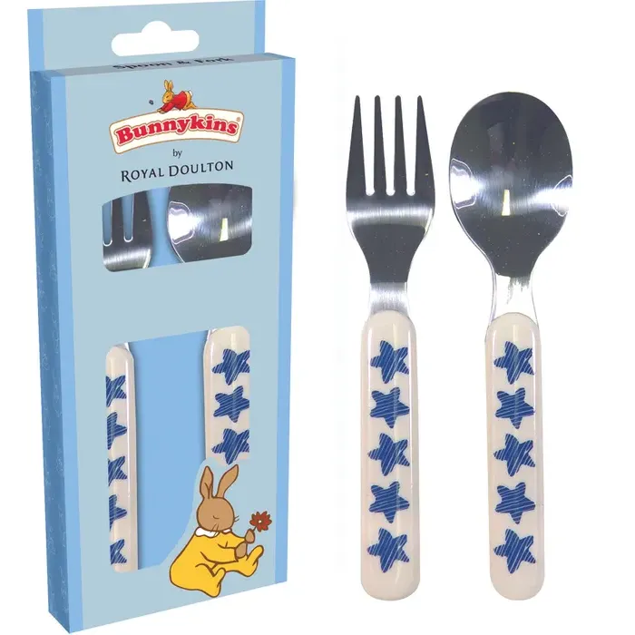 Bunnykids by Royal Doulton - Spoon & Fork - Shining Stars Blue