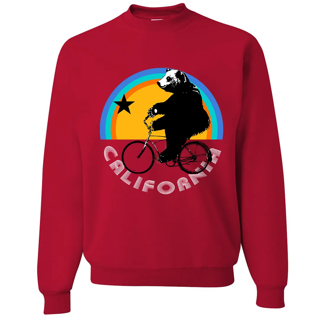 California Bear On Bike Crewneck Sweatshirt