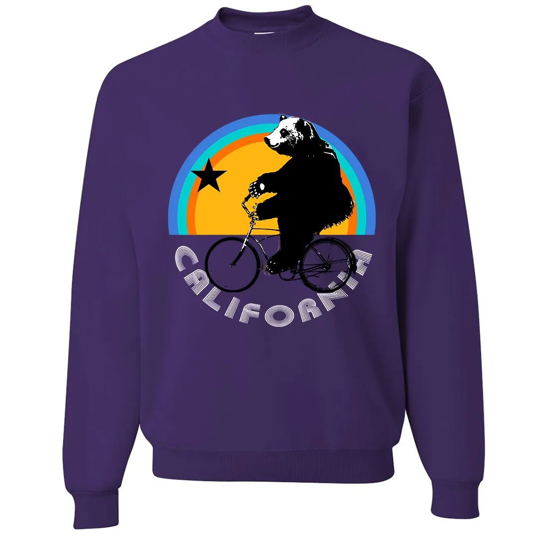 California Bear On Bike Crewneck Sweatshirt