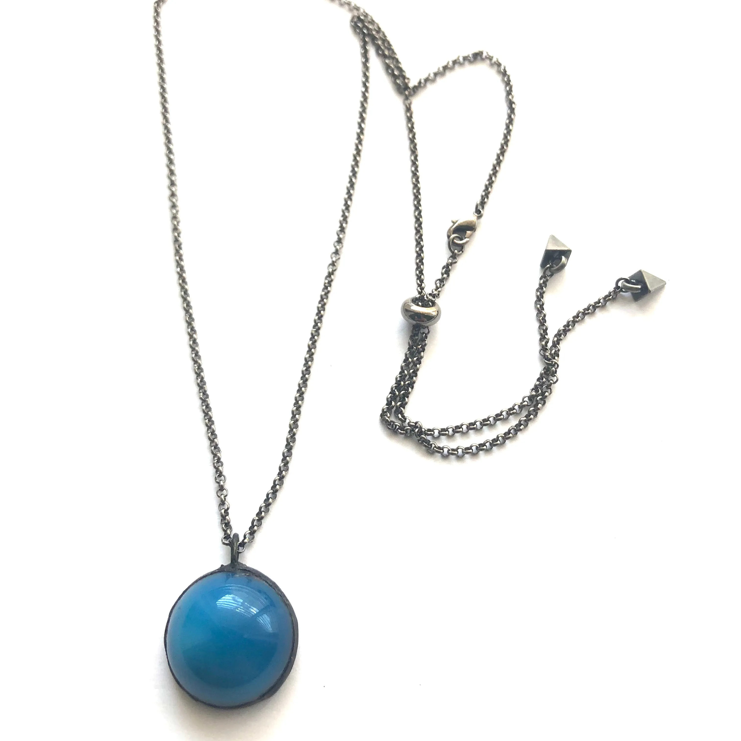 Capri Blue Moonglow & Gun Metal Layering Necklace - Medium