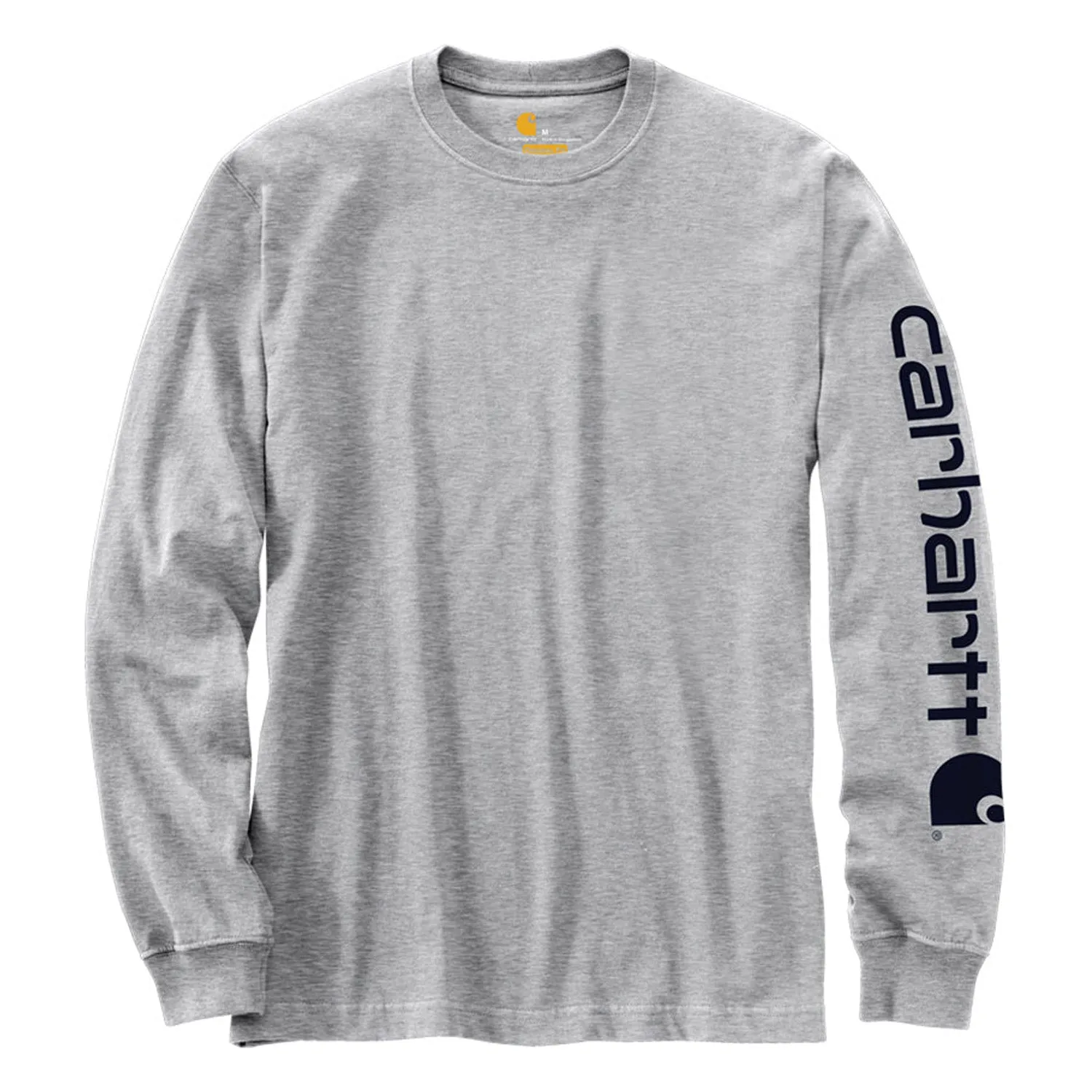 Carhartt Men's Signature Logo Long Sleeve T-Shirt_Heather Grey