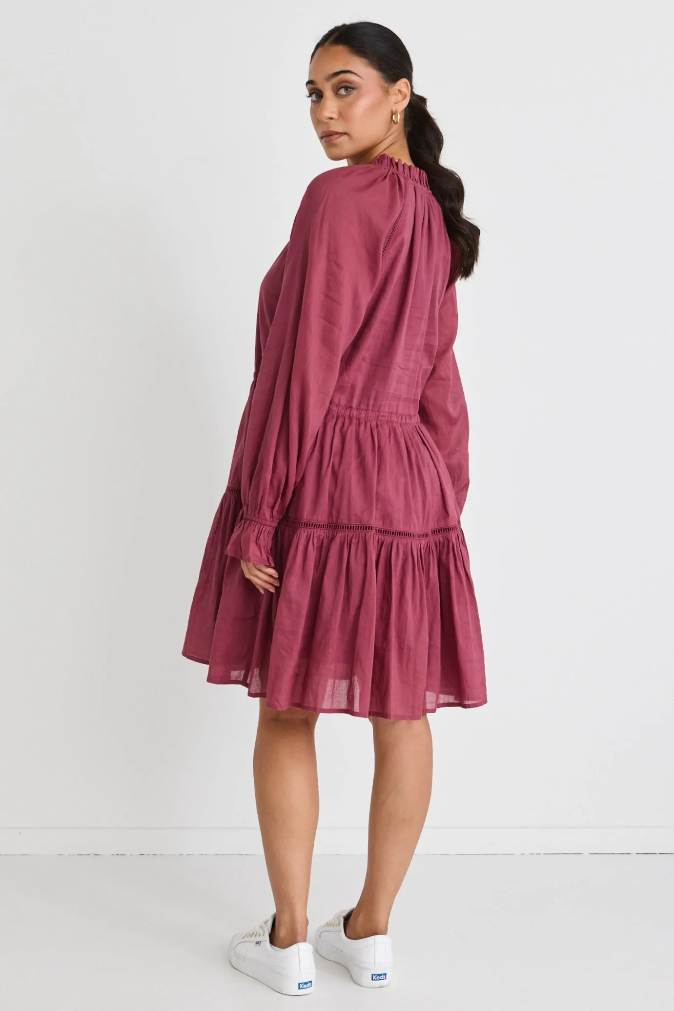 Carousel Cabernet LS Mini Dress