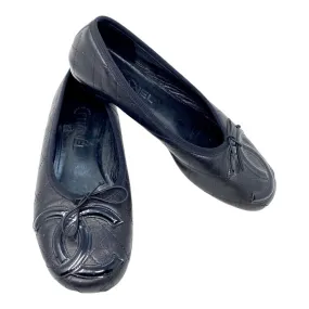 CHANEL Black Leather Quilt Cambon Ballet Flats Size 38 | 7.5 G24712