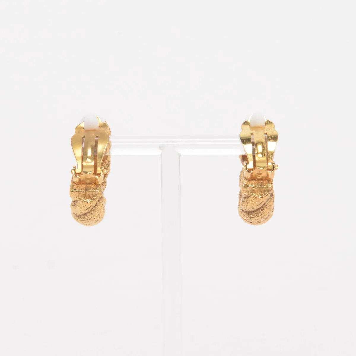 Chanel Vintage Gold Twisted Hoop Clip-On Earrings