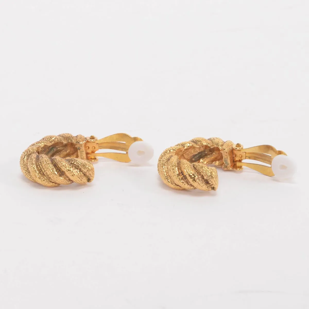 Chanel Vintage Gold Twisted Hoop Clip-On Earrings