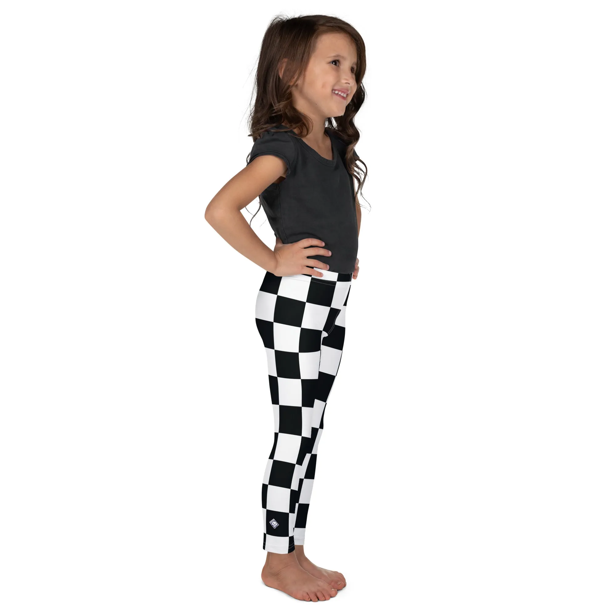 Checkered Charm: Girls' Yoga Pants Workout Leggings