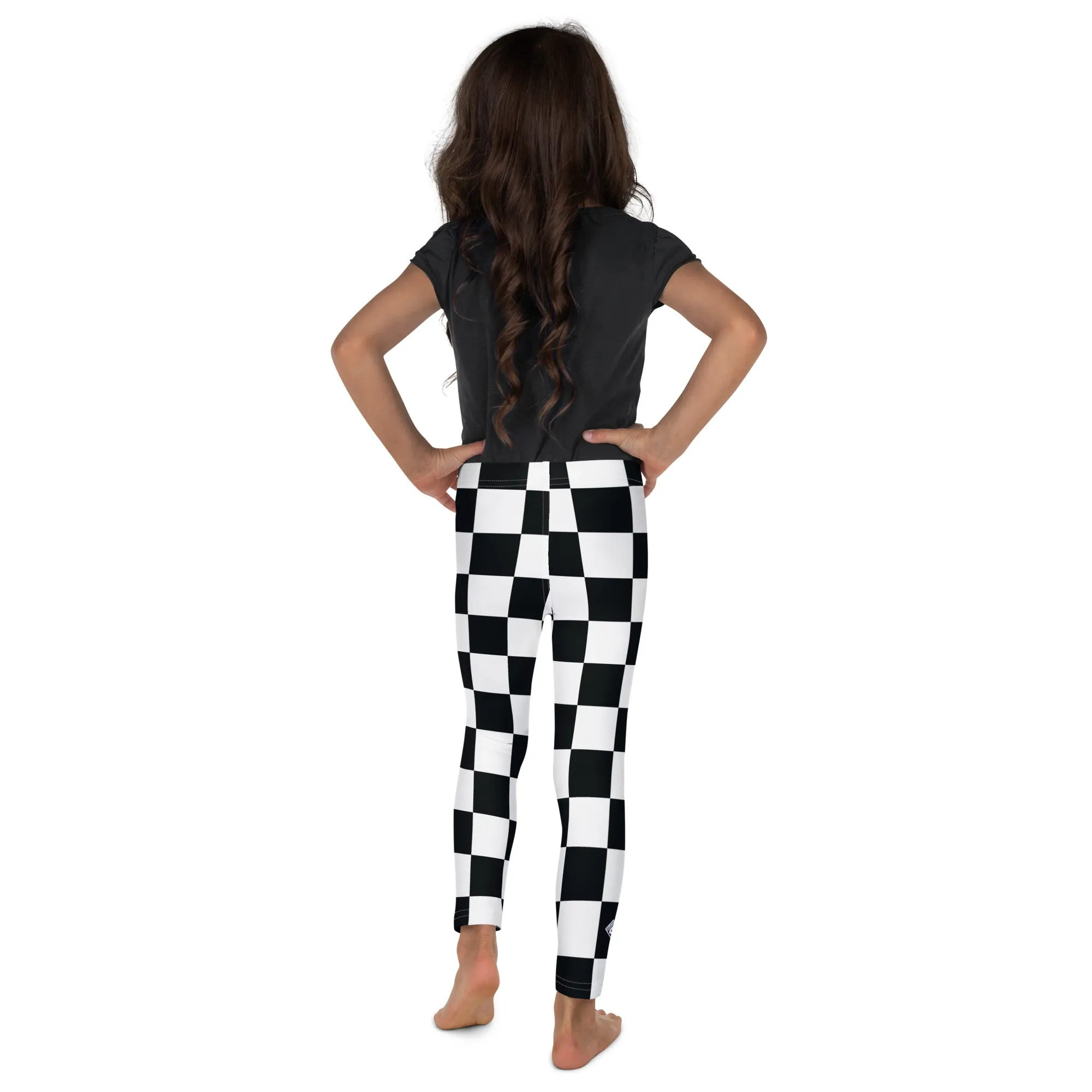 Checkered Charm: Girls' Yoga Pants Workout Leggings