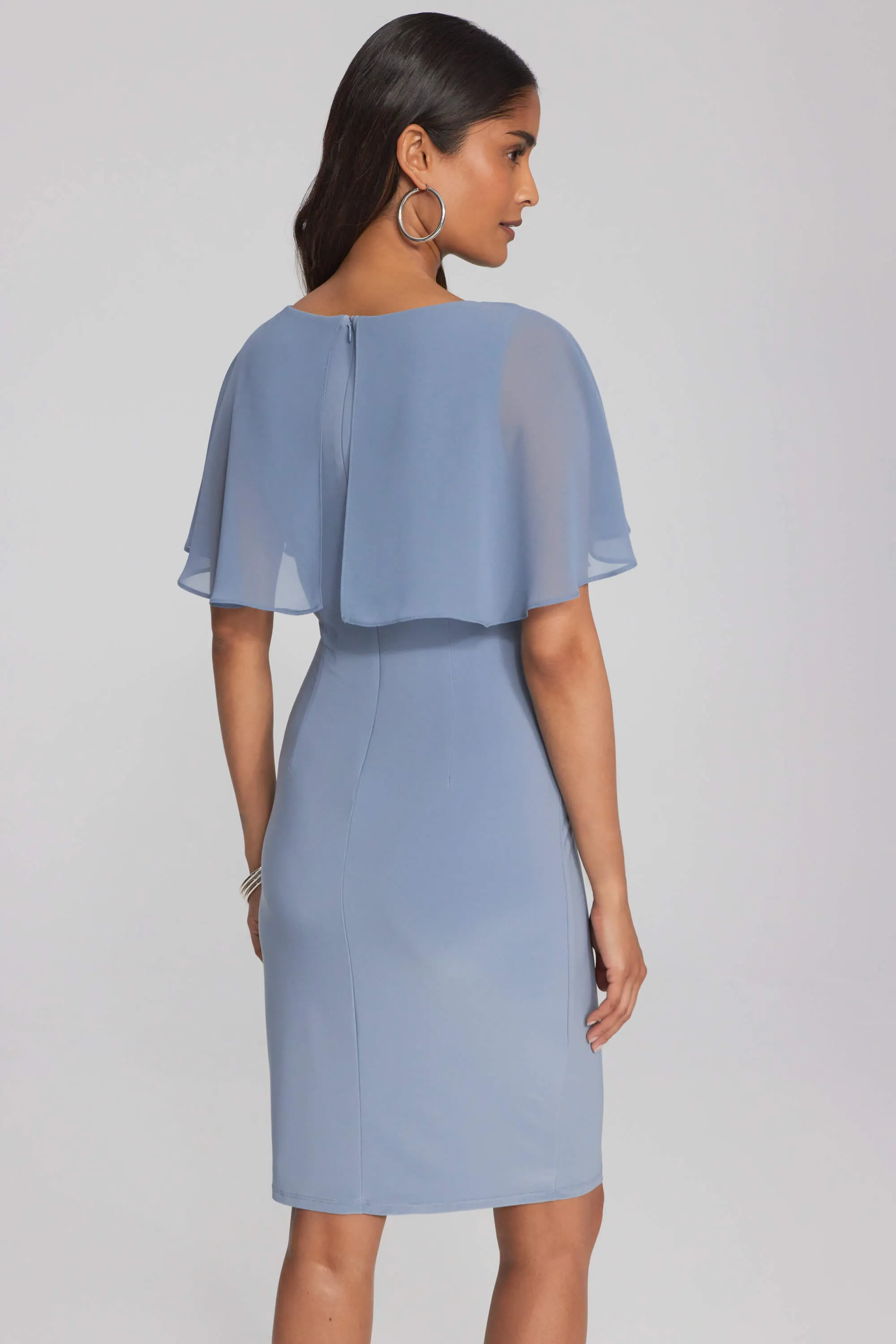 Chiffon Cape Signature Sheath Dress 241708