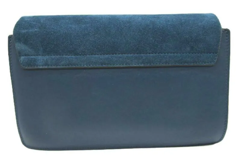 Chloé Faye New Small Majolica Suede Blue Leather Cross Body Bag