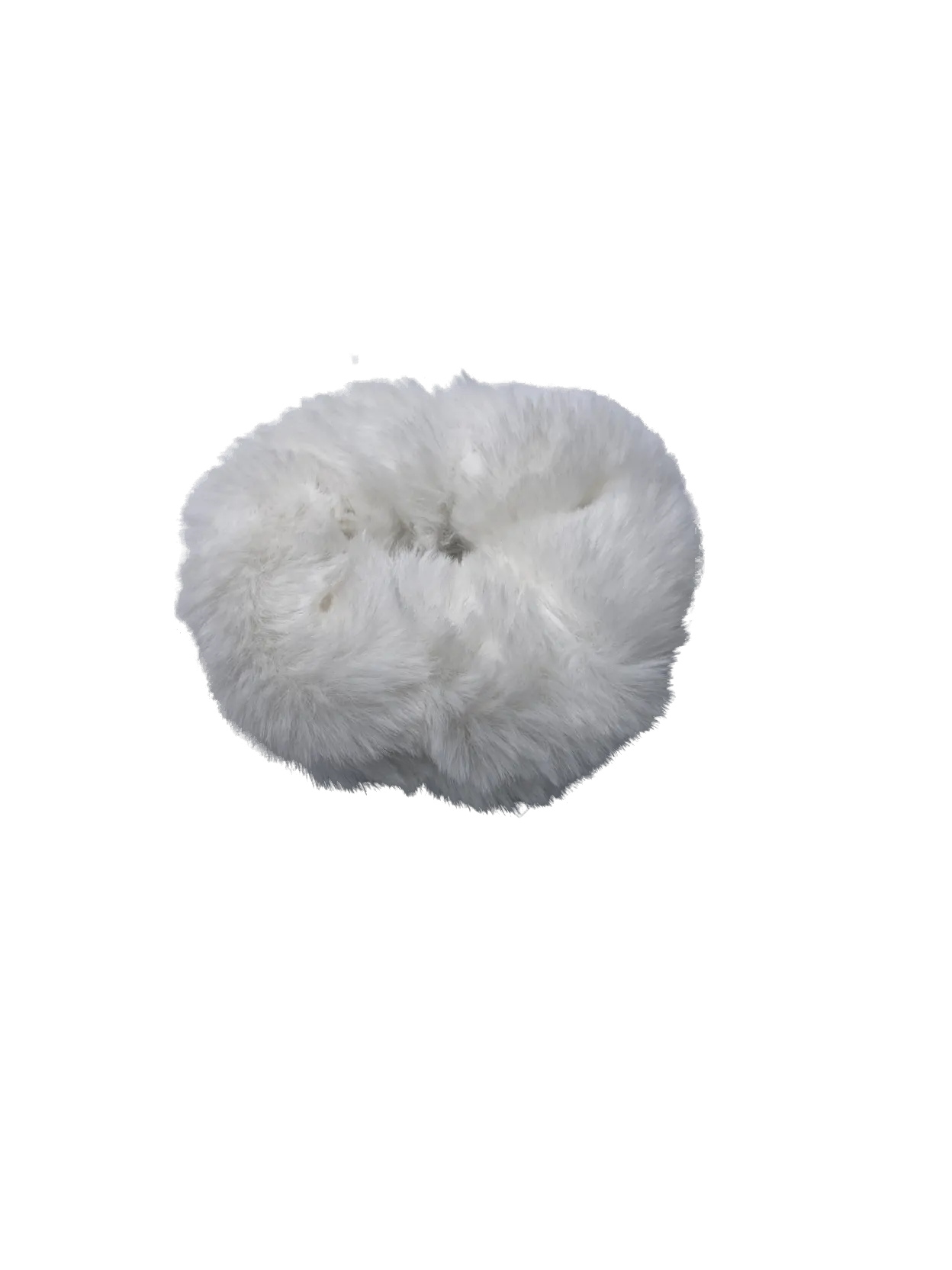 Claire's White Furry Scrunchie One Size