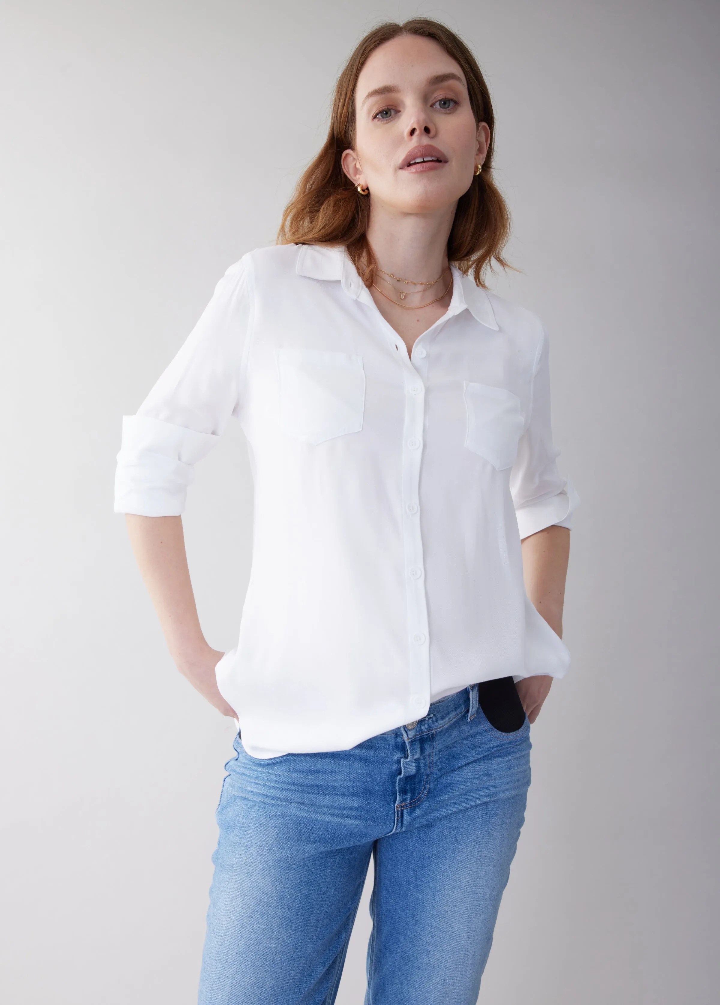 Classic Button Up Maternity Shirt