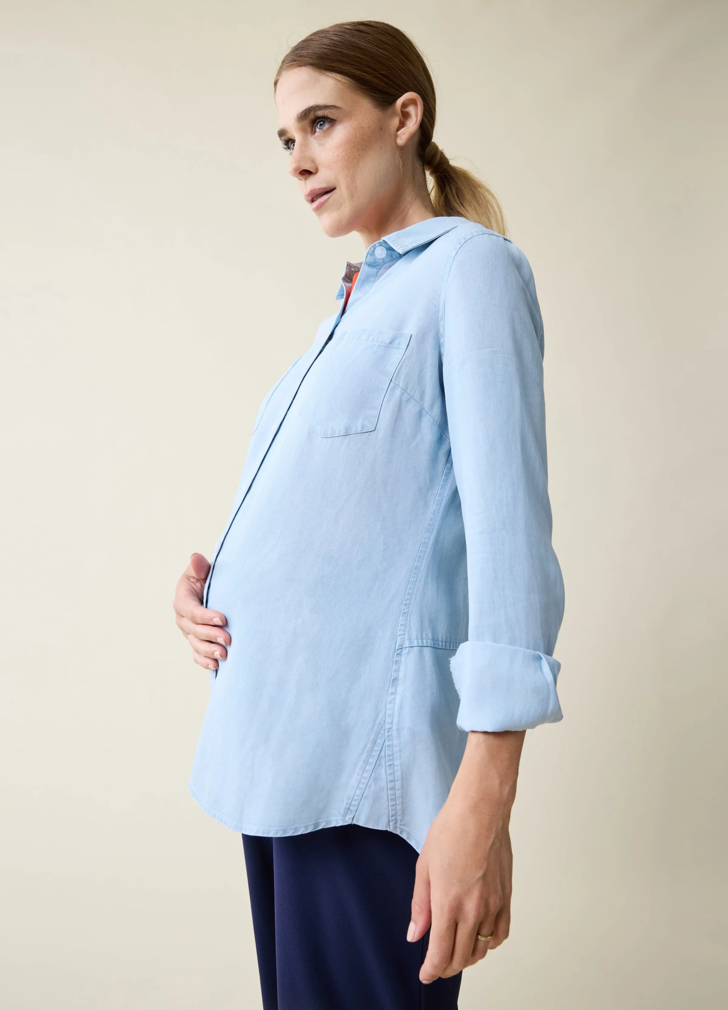 Classic Button Up Maternity Shirt