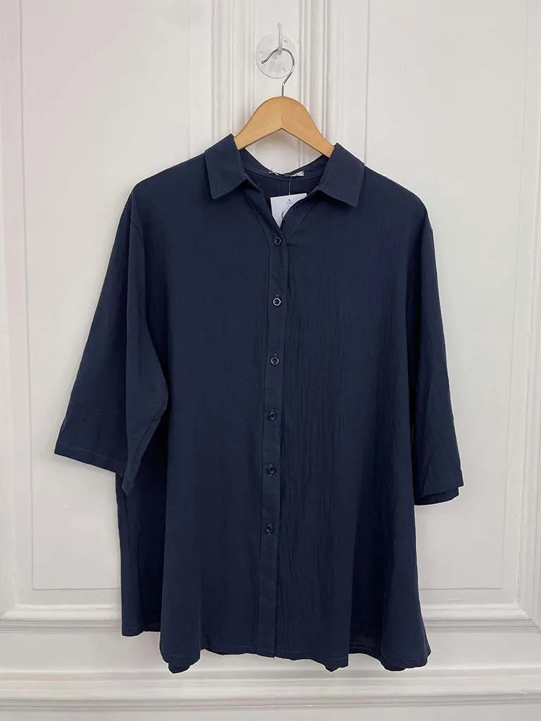 Classic Cotton Shirt - Navy