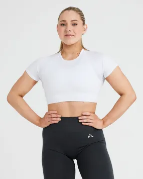 Classic Seamless 2.0 Short Sleeve Crop Top | White