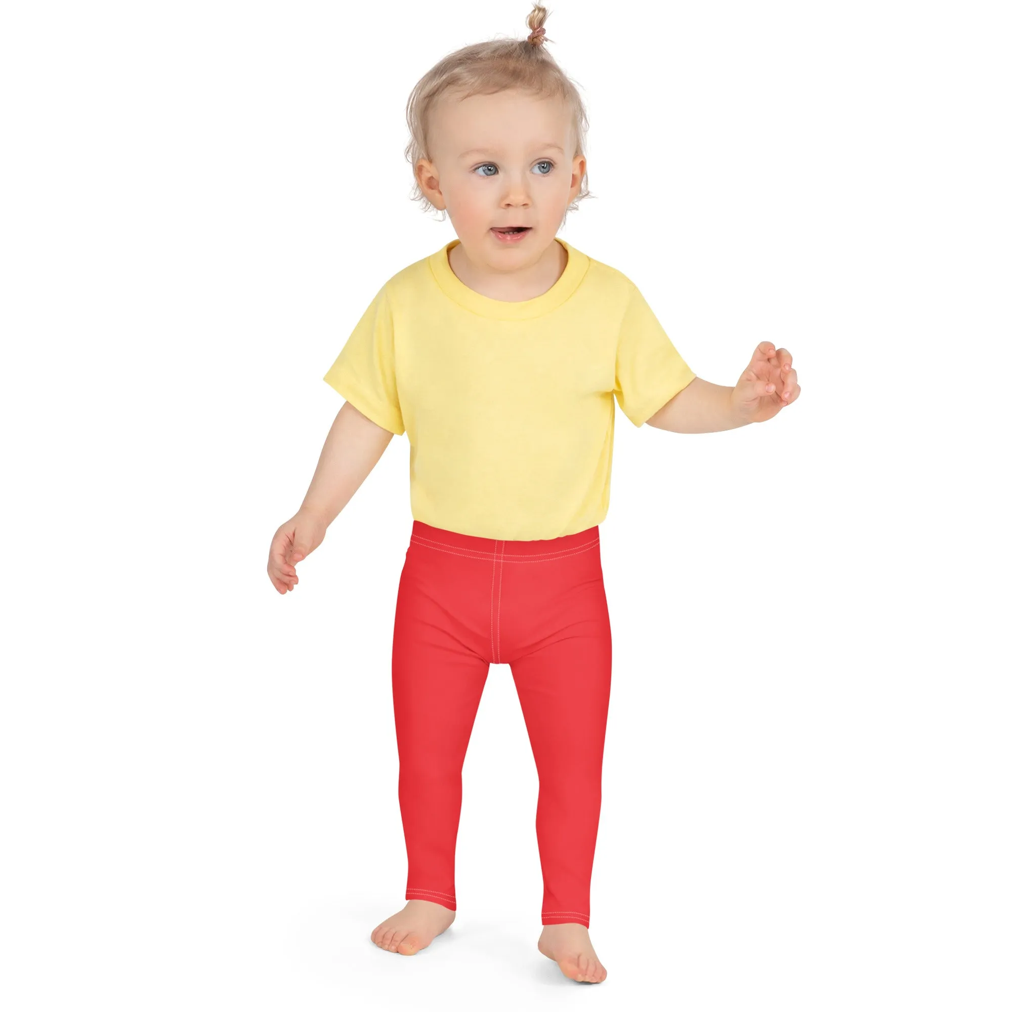 Colorful Comfort: Girls' Active Leggings in Solid Hues - Scarlet