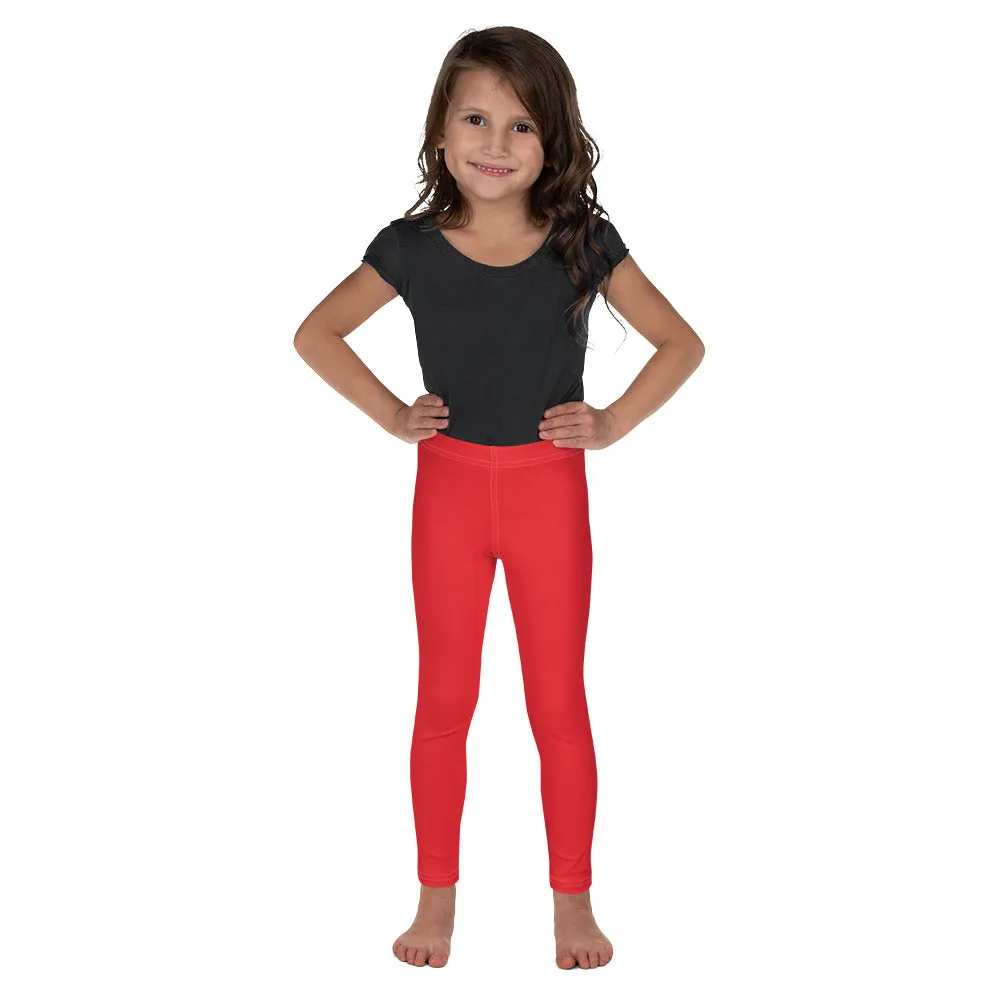 Colorful Comfort: Girls' Active Leggings in Solid Hues - Scarlet