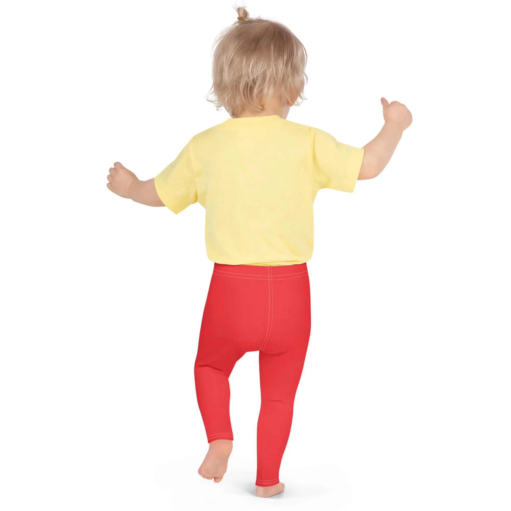 Colorful Comfort: Girls' Active Leggings in Solid Hues - Scarlet