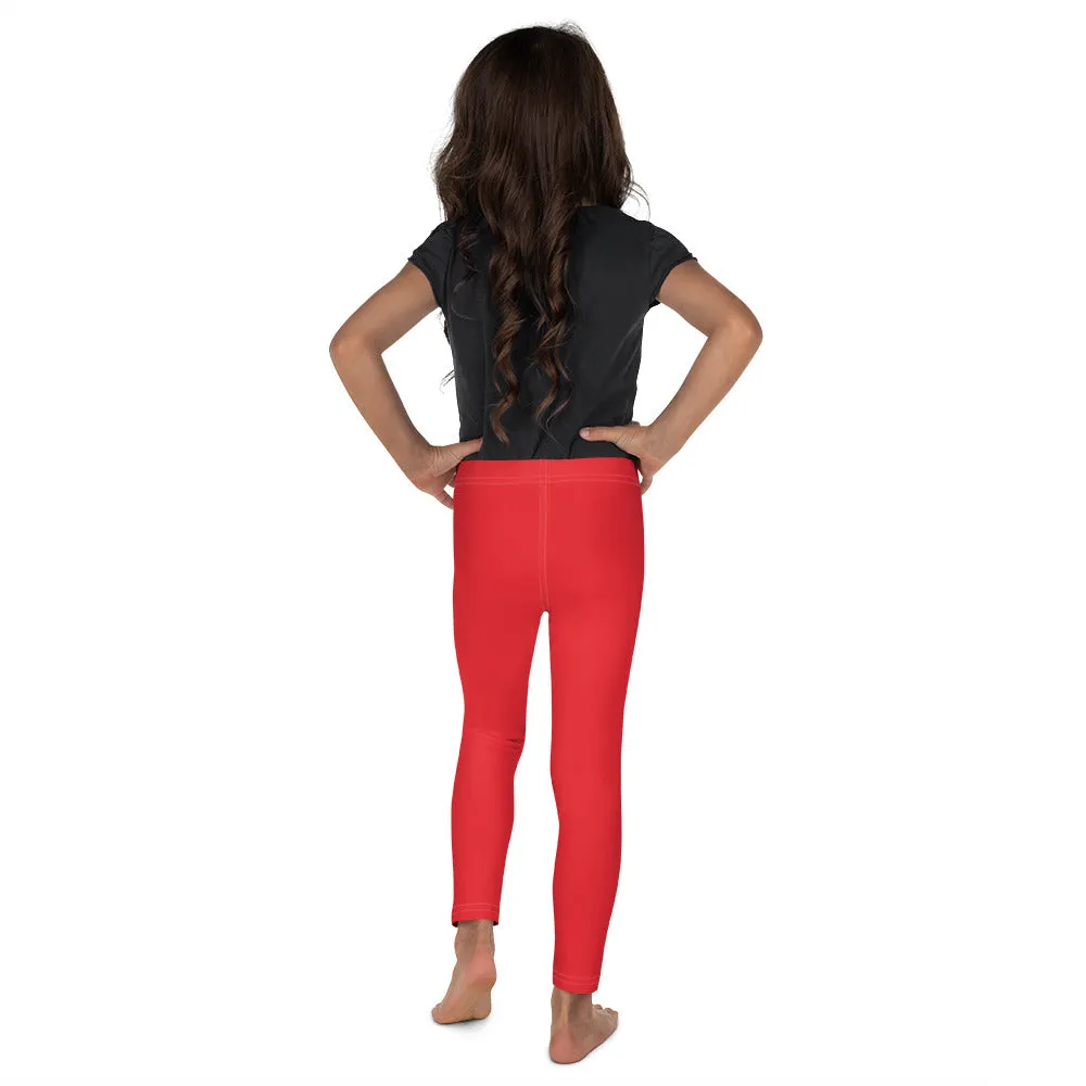 Colorful Comfort: Girls' Active Leggings in Solid Hues - Scarlet