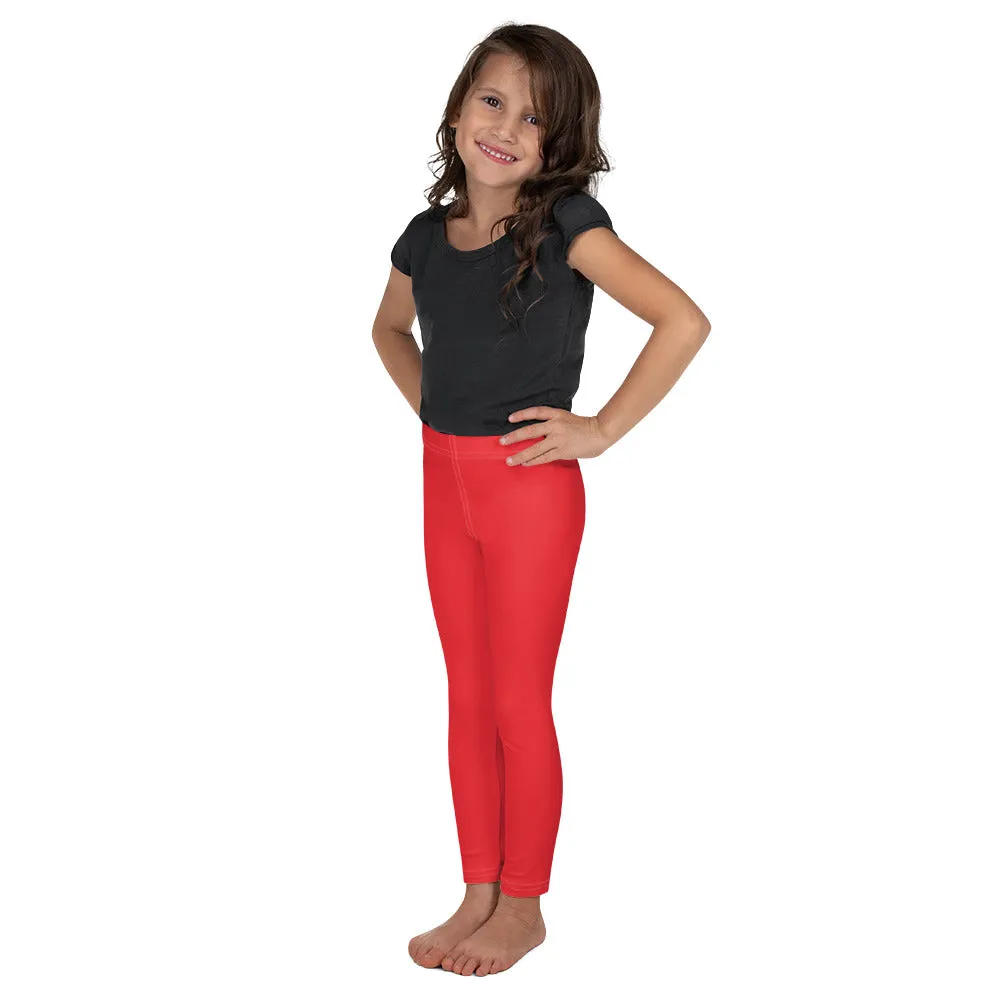 Colorful Comfort: Girls' Active Leggings in Solid Hues - Scarlet