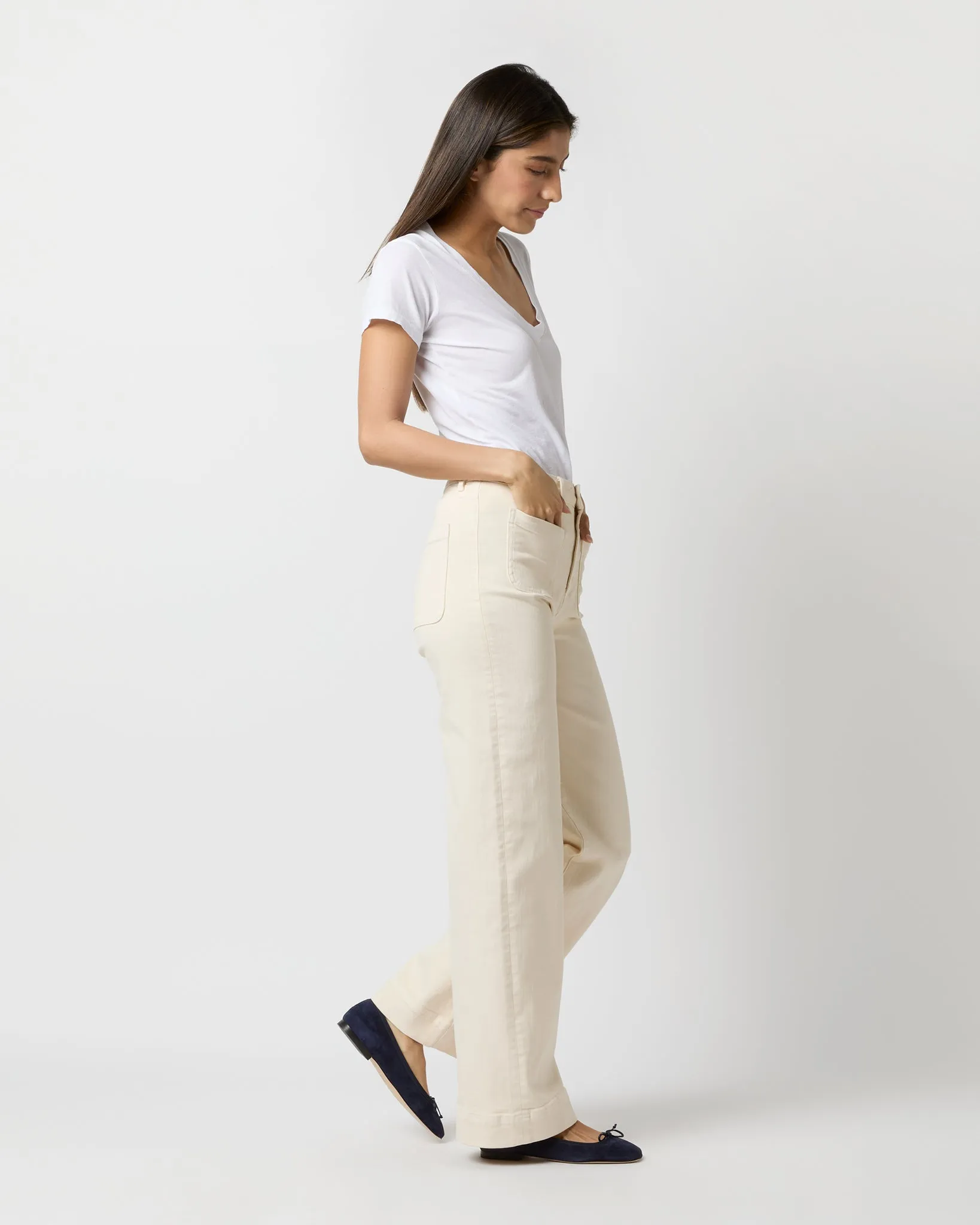 Column Patch Pocket Jean in Natural Stretch Denim