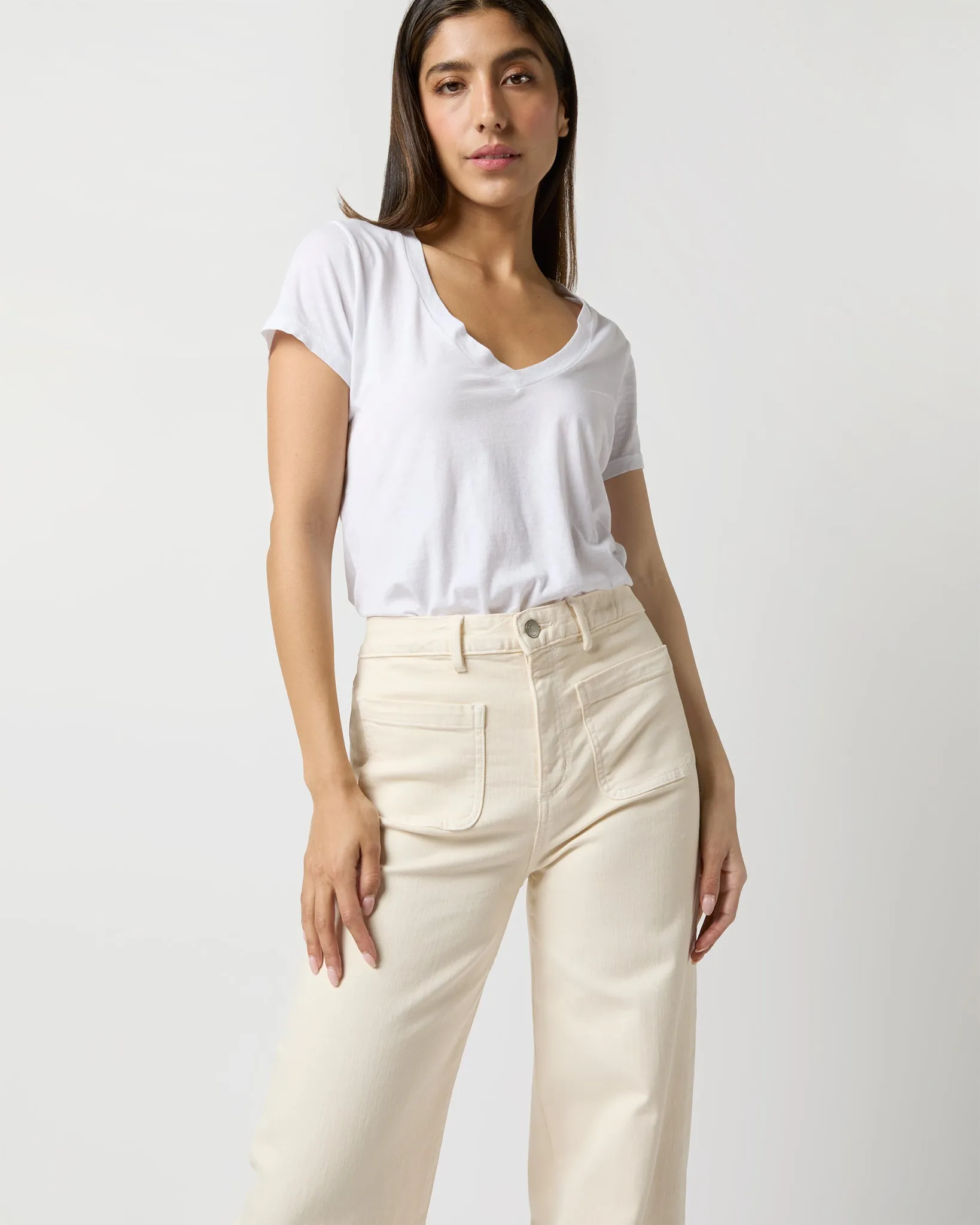 Column Patch Pocket Jean in Natural Stretch Denim