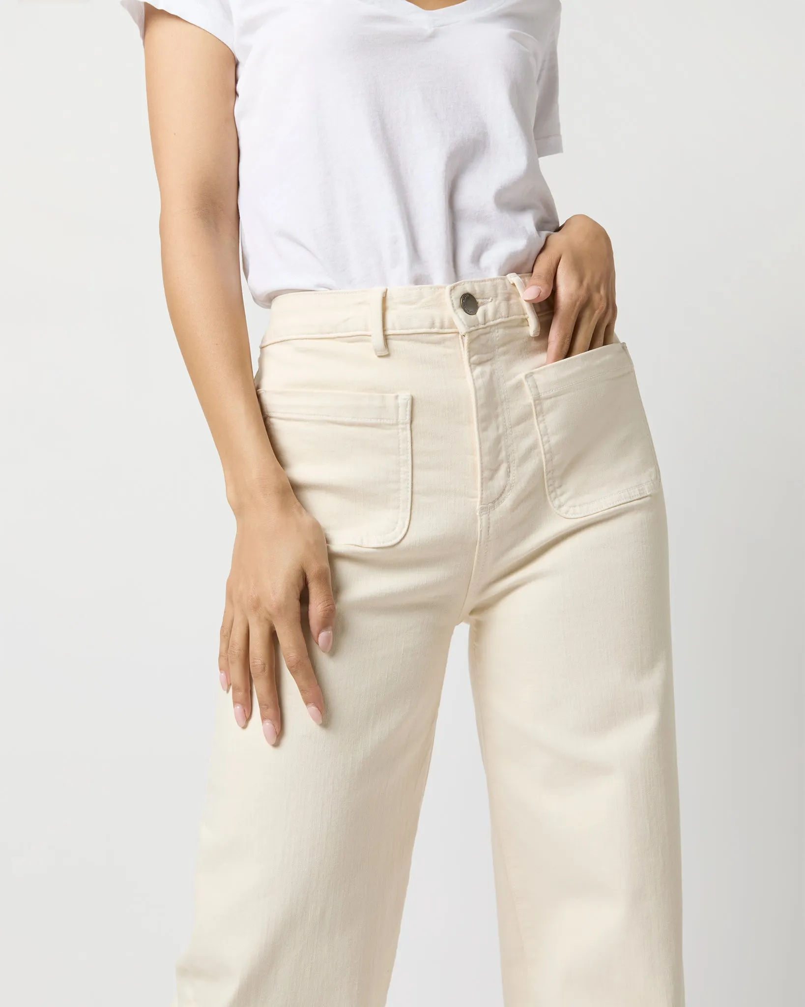 Column Patch Pocket Jean in Natural Stretch Denim