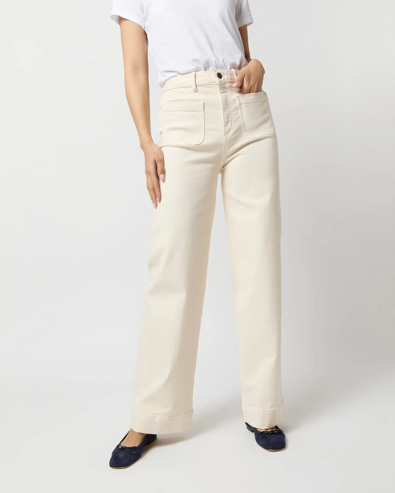 Column Patch Pocket Jean in Natural Stretch Denim