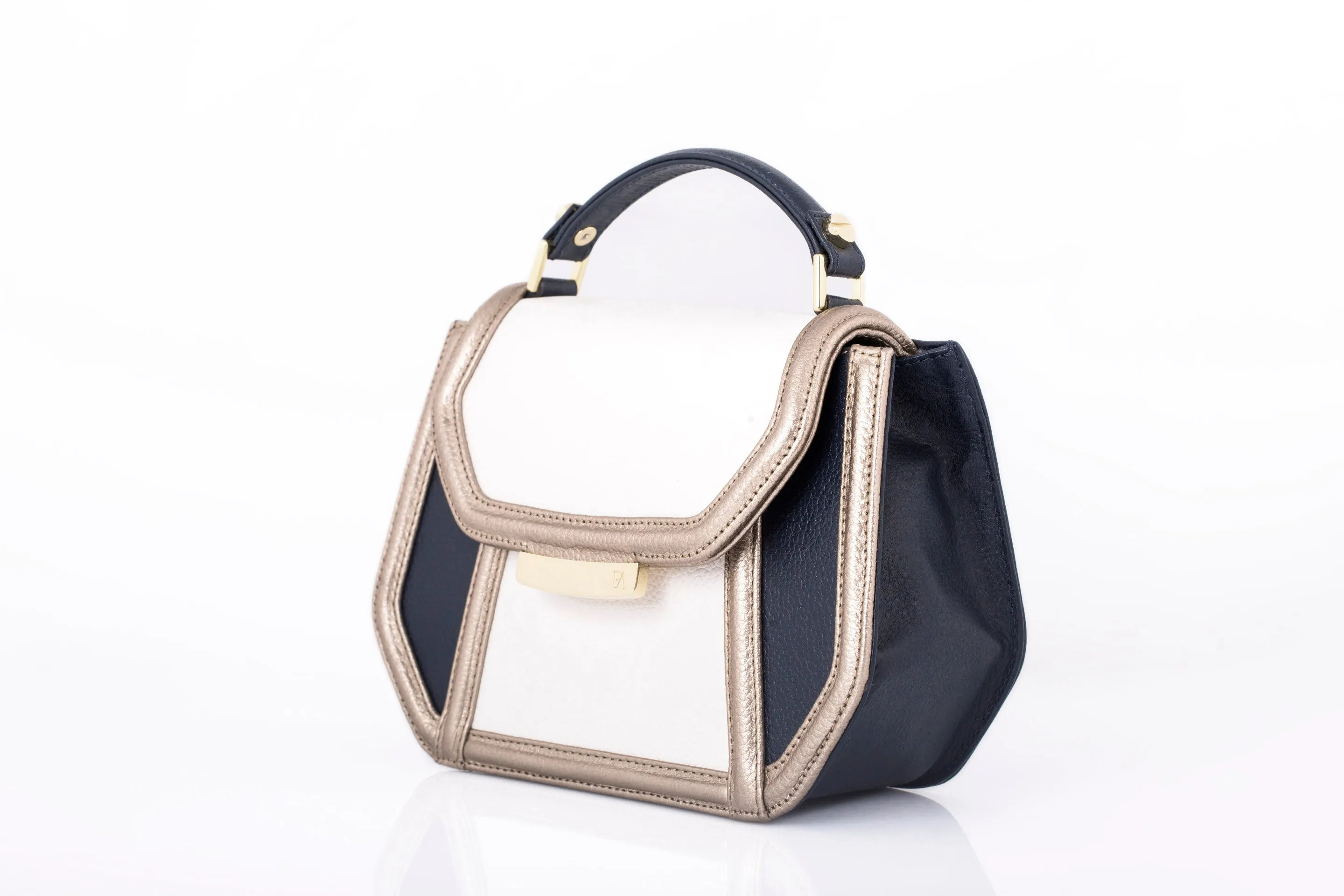 Cream & Navy Mini Anabella Tote