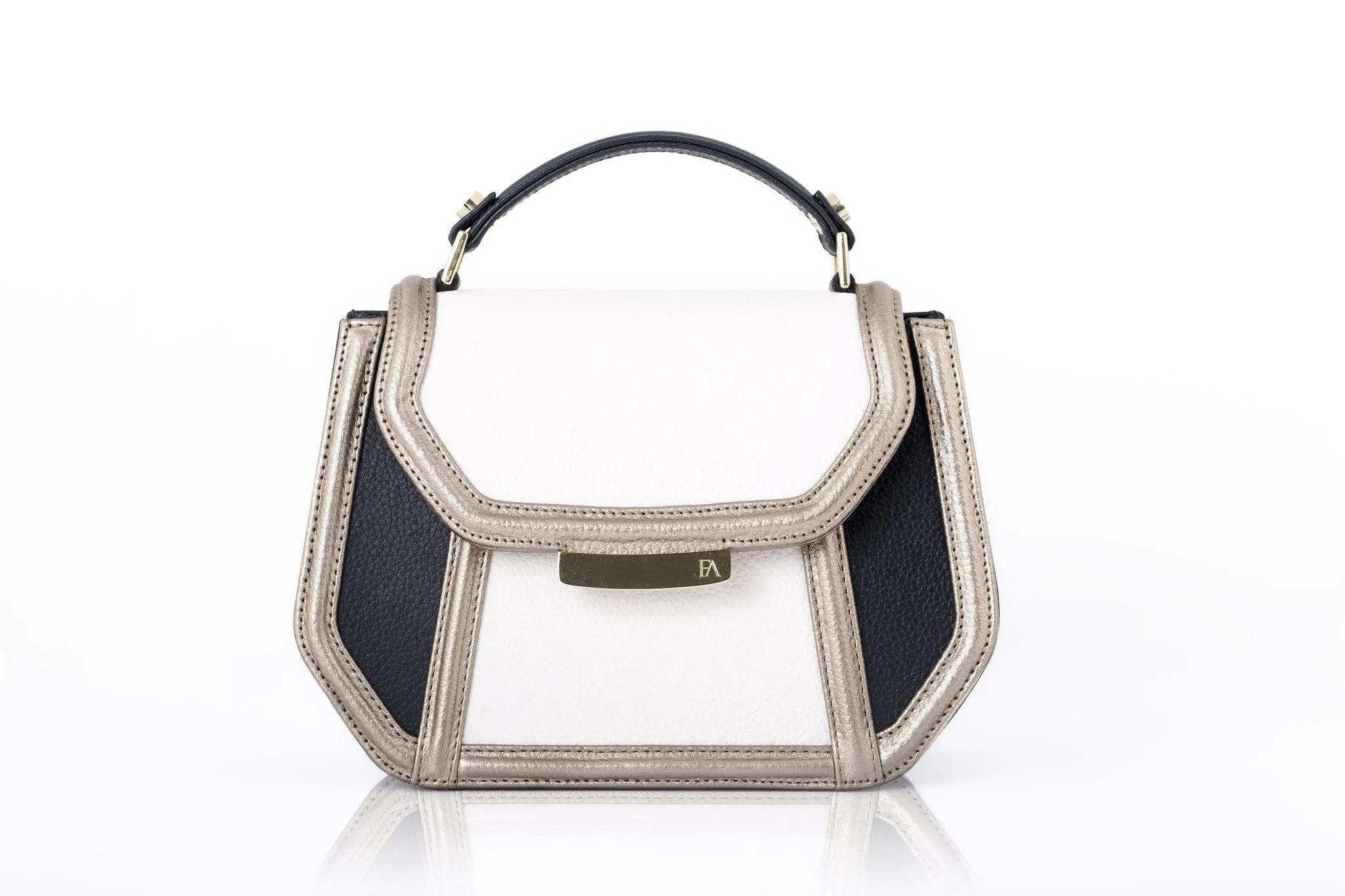 Cream & Navy Mini Anabella Tote