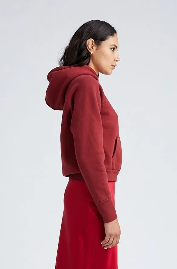 Crimson Cotton Shrunken Hoodie