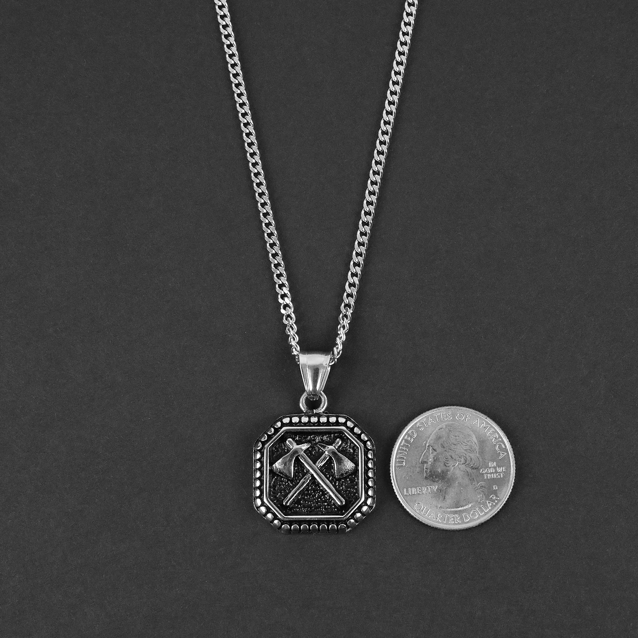 Crossed Axes Necklace - Silver x Black