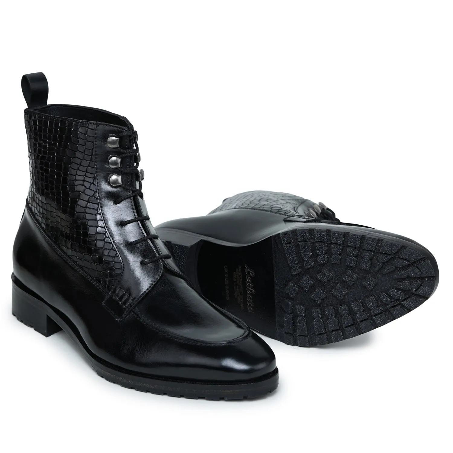 Derby Lace Up Boots - Black