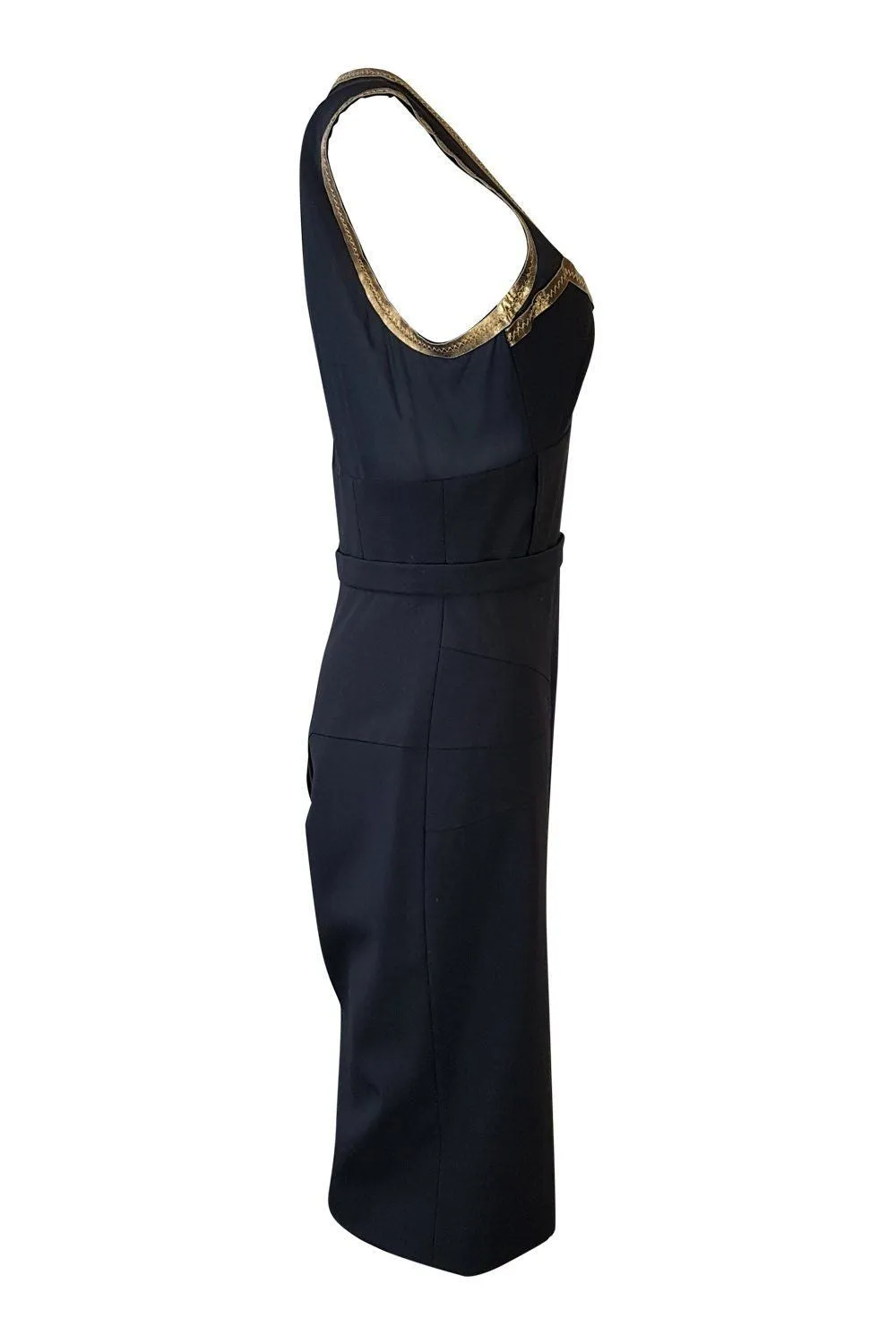 DOLCE & GABBANA Sleeveless Black Gold Accented Shift Dress (IT 44)