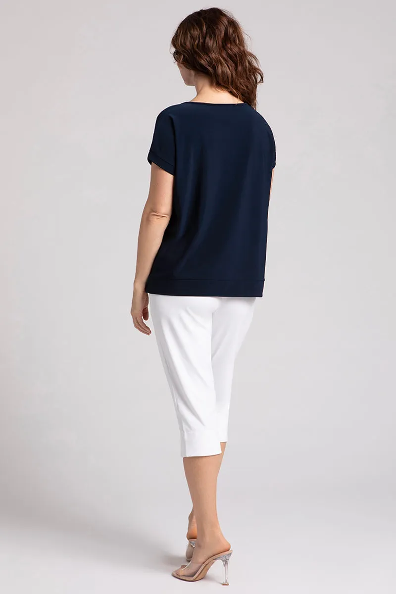 Dolman Scoop Neck Boxy Top | Navy