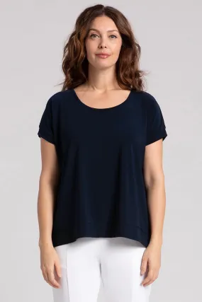 Dolman Scoop Neck Boxy Top | Navy