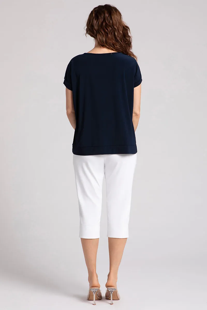 Dolman Scoop Neck Boxy Top | Navy