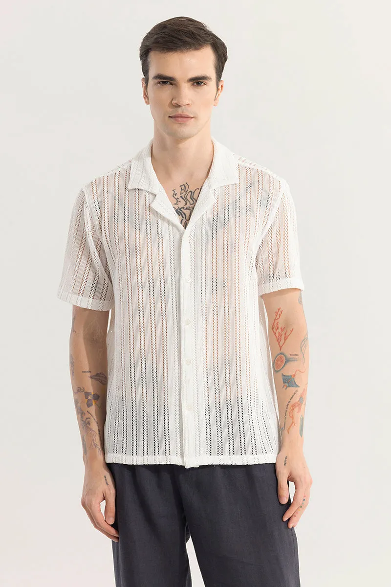 Dotted Stripe White Hakoba Shirt