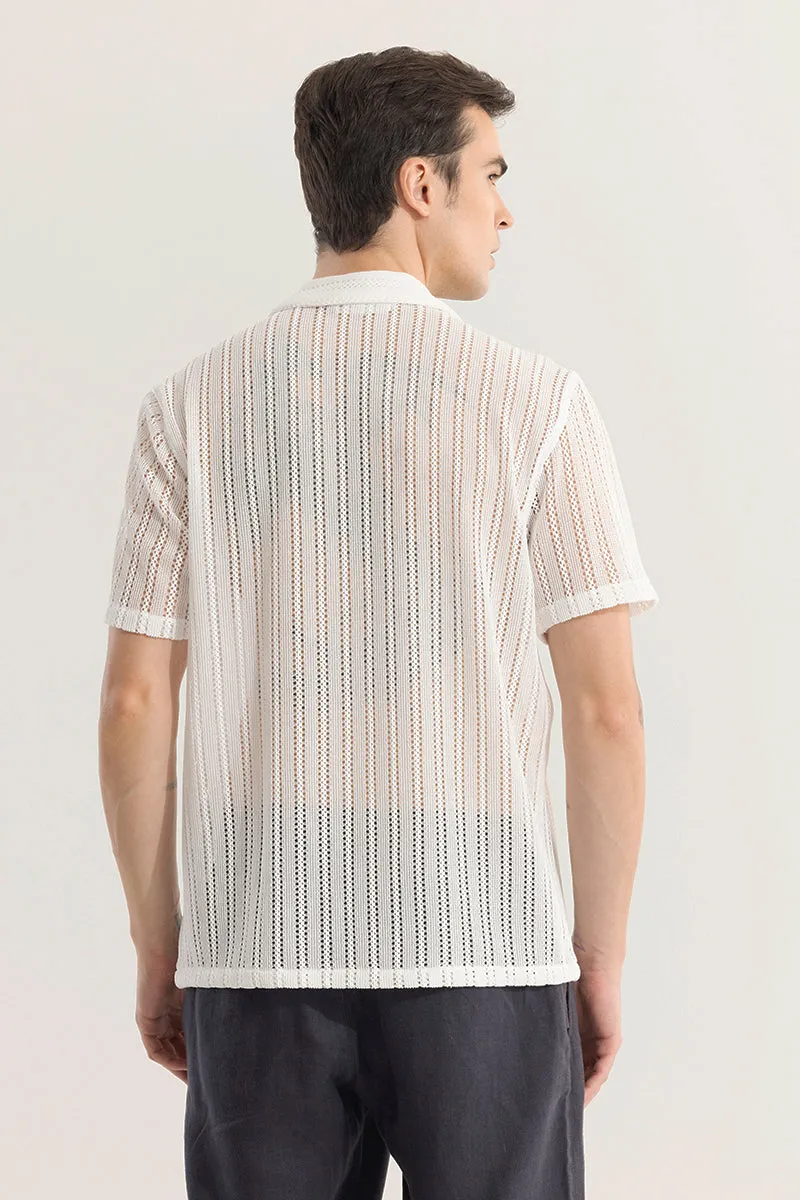 Dotted Stripe White Hakoba Shirt