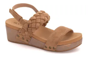 Double Strap Ankle Closure Wedge Sandal-Camel