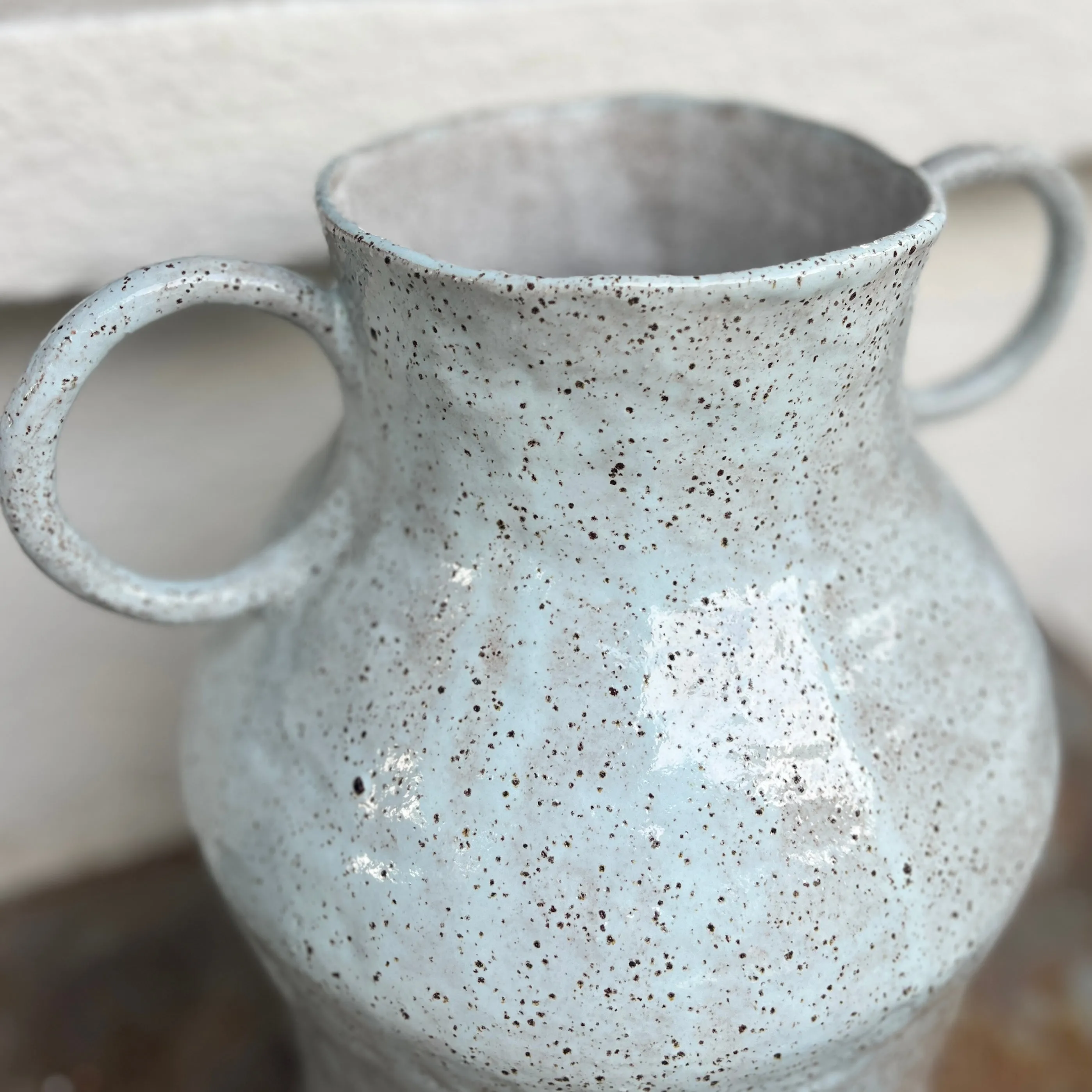 Duck egg blue speckle vase \ large