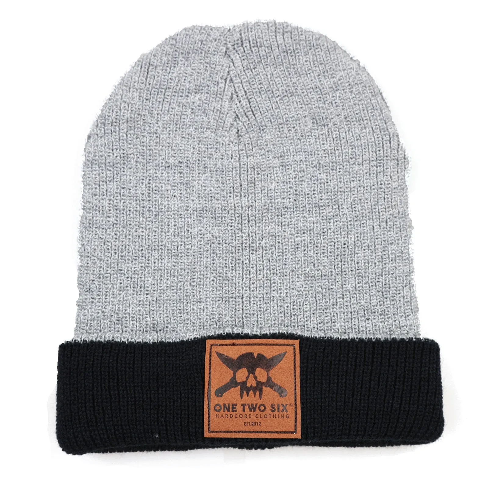 Eco Leather Patch Beanie  (Winter Two Tone)