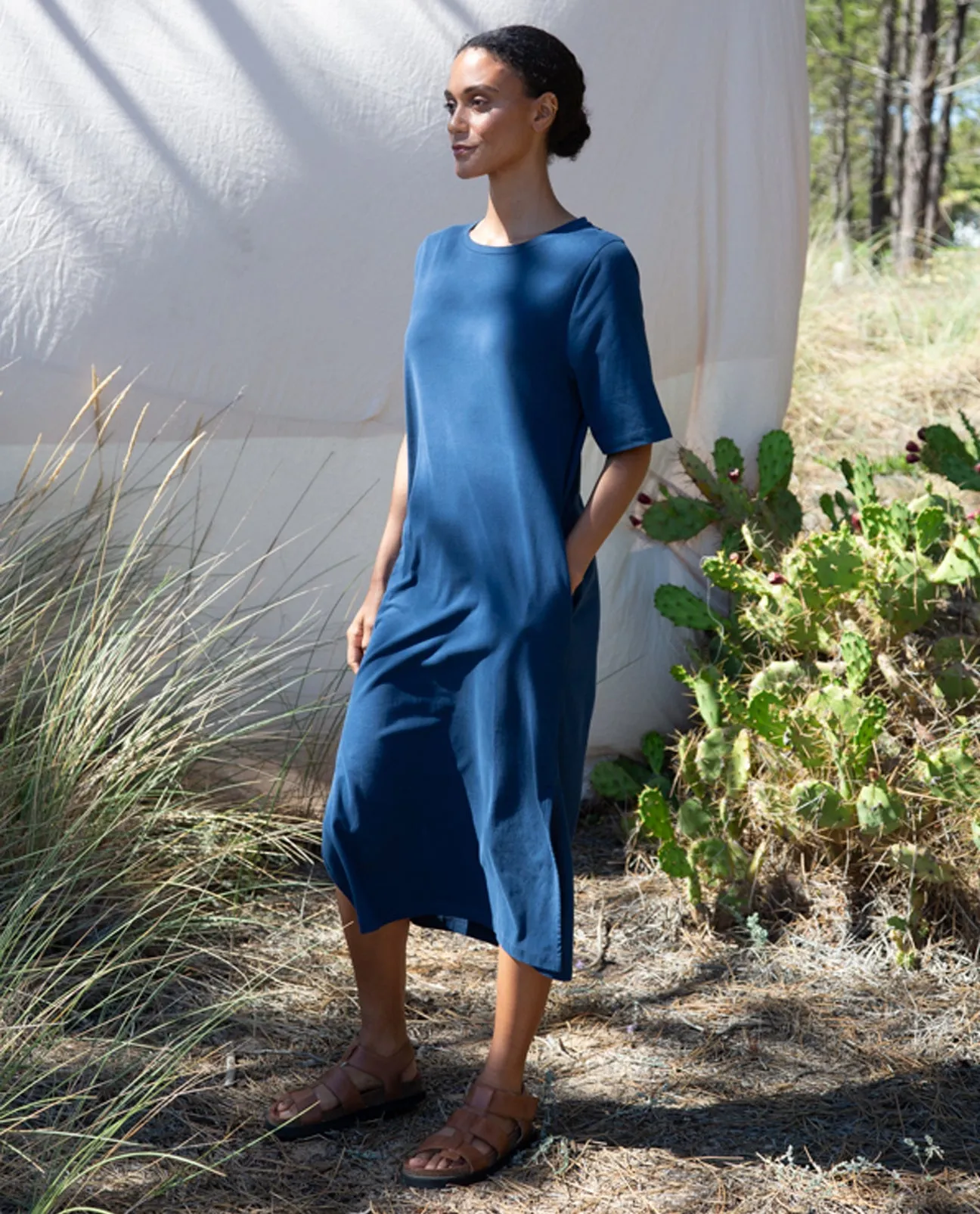 Elaine Organic Cotton Dress In Indigo